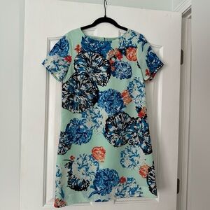 J Crew ~ Seafoam Green Blue Orange Floral Dress ~ Size 2